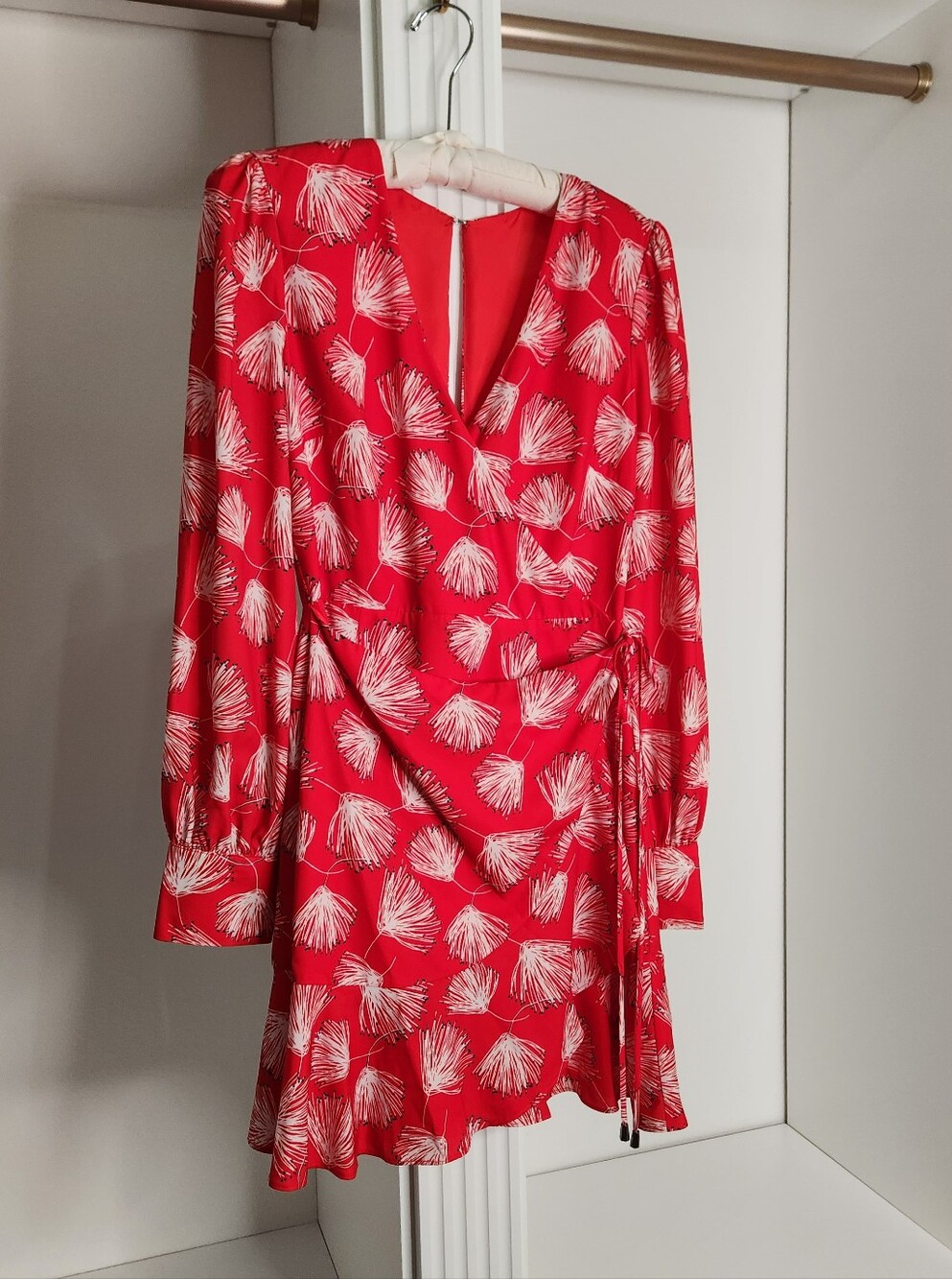 Adelyn Rae Red Printed Long-Sleeve Wrap Dress